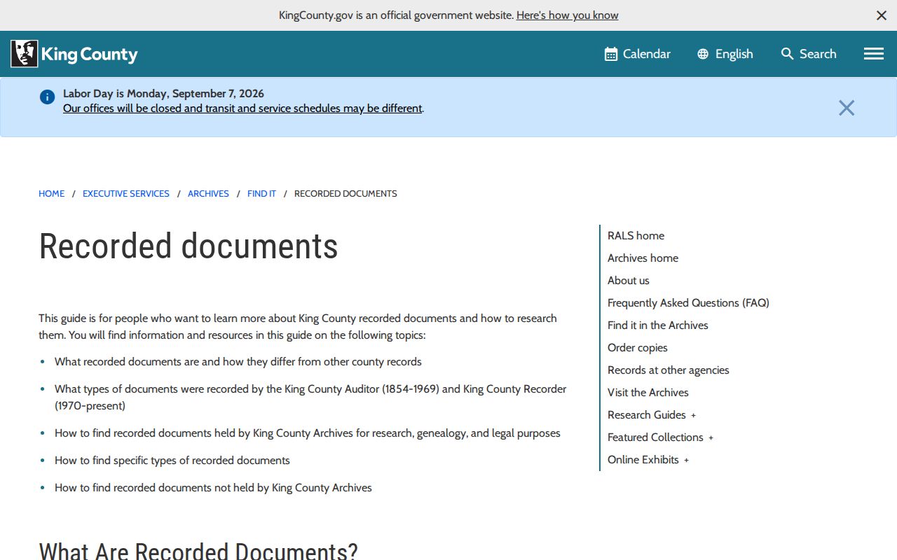 Sammamish previous residents King County archive deed route